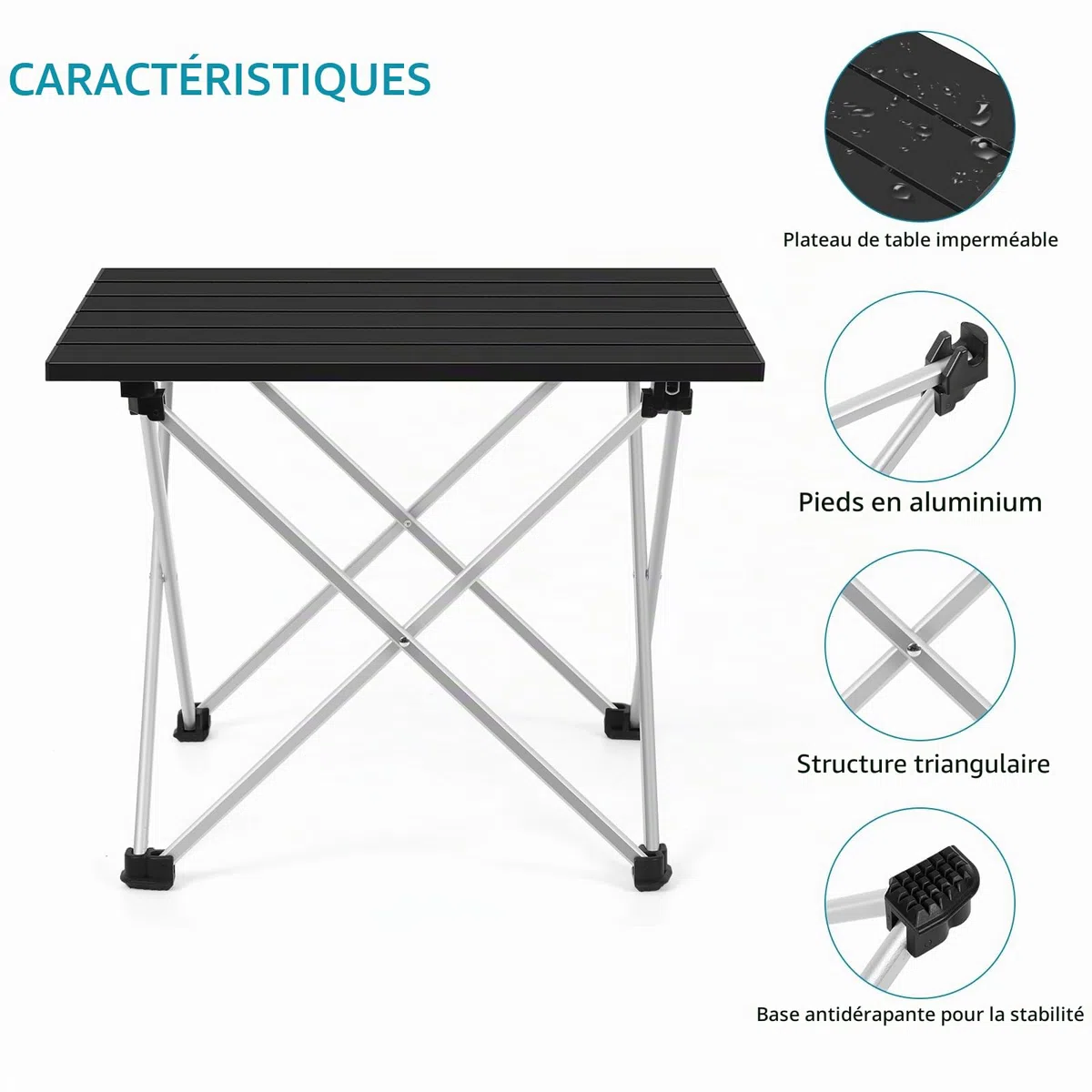 LIANTRAL Table de Camping Portable, Table Pliante d'extérieur légère, Petite Table de Pique-Nique compacte en Aluminium avec Sac de Transport pour Camping, Pique-Nique, Barbecue, randonnée, pêche