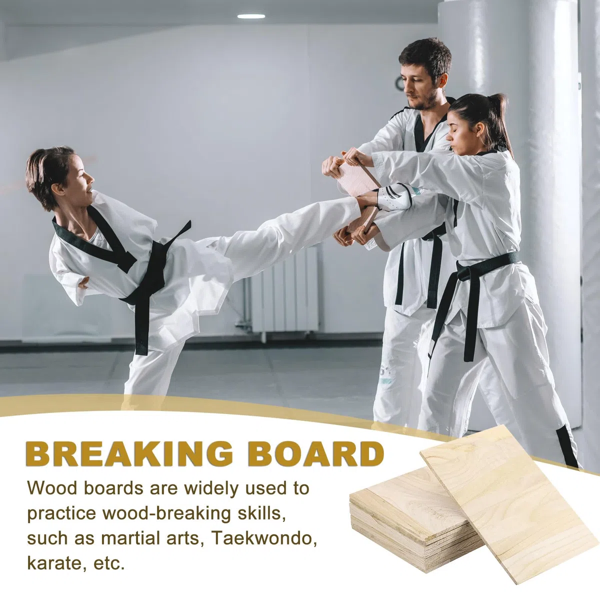 PATIKIL Planche de rupture en bois, planche d'arts martiaux de karaté, accessoire d'entraînement pour le taekwondo pour adulte, la pratique du karaté