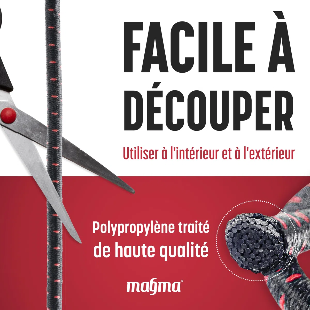 MAGMA Rouleau de Corde Elastique | Diamètre 6 mm - Sport Nautique, Survie, Voile, Bateau, Camping, Bâche | pour Intérieur et Extérieur: Randonnée, Bivouac, Jardin (25, Noir)