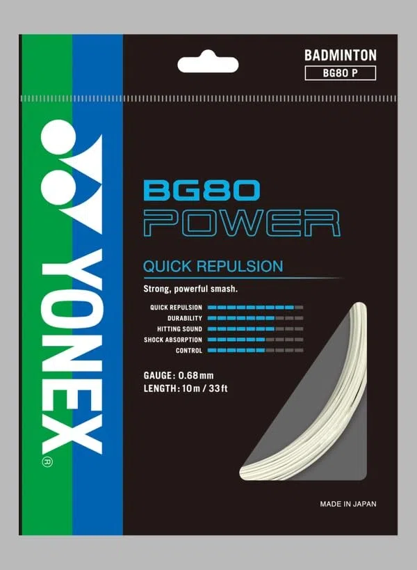 YONEX BG80 Power Corde de badminton, calibre 0,68 mm, 10 m, couleurs au choix