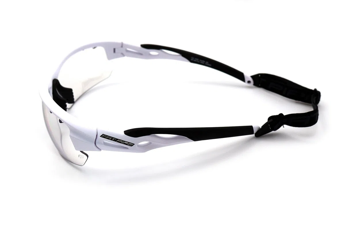 FAT PIPE | Lunettes de protection Floorball Unihockey ACE | Couleur : blanc/noir | Lunettes professionnelles de taille junior et senior avec certificat IFF pour qualité contrôlée