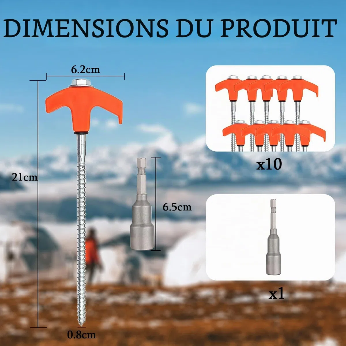 10 Pièces Piquets de Tente à Visser, Sardine Camping, Sardines de Fixation 20 cm, pour Camping Extérieur Pique-Nique Randonnée Pêche