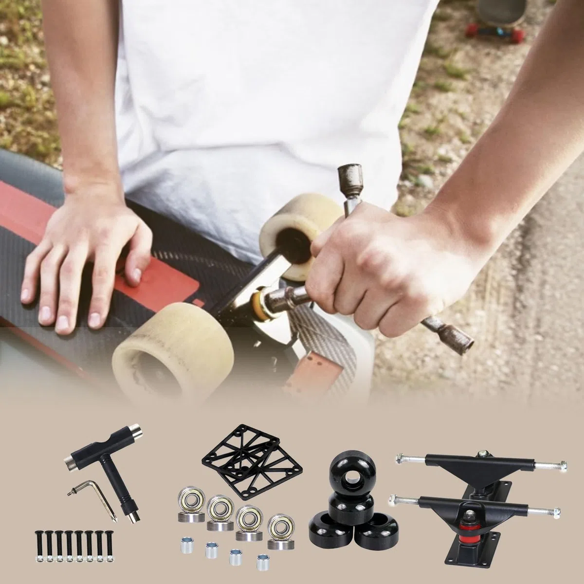 Skateboard Trucks - Skateboard Bearings Set | Petit Camions Skate Support Matériel De Skate Set Trucks Et Roues Accessories Kit Matériel De Skateb-oard Kit Quincaillerie, Convient Pour Planches
