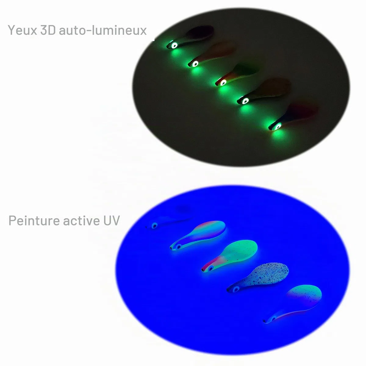 Inline Spoon Truite en boîte | UV Actif et Yeux 3D Autoluminescents | Leurre de Passage pour la Truite Inliner Spoon Inline Spoons de Passage Kit de pêche à la Truite Magic Spoon