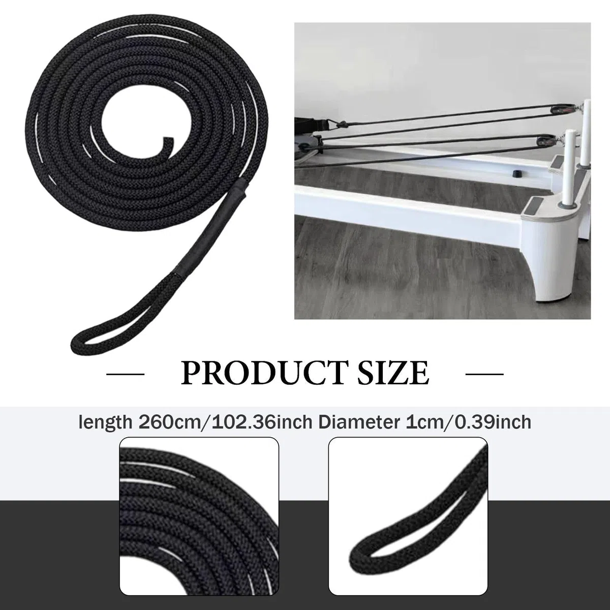 F Fityle Corde de Traction pour Pilates Reformer, pièces, Longueur 260 cm, matériel Facile à Installer, Composants de Ceinture pour Pilates Core Bed