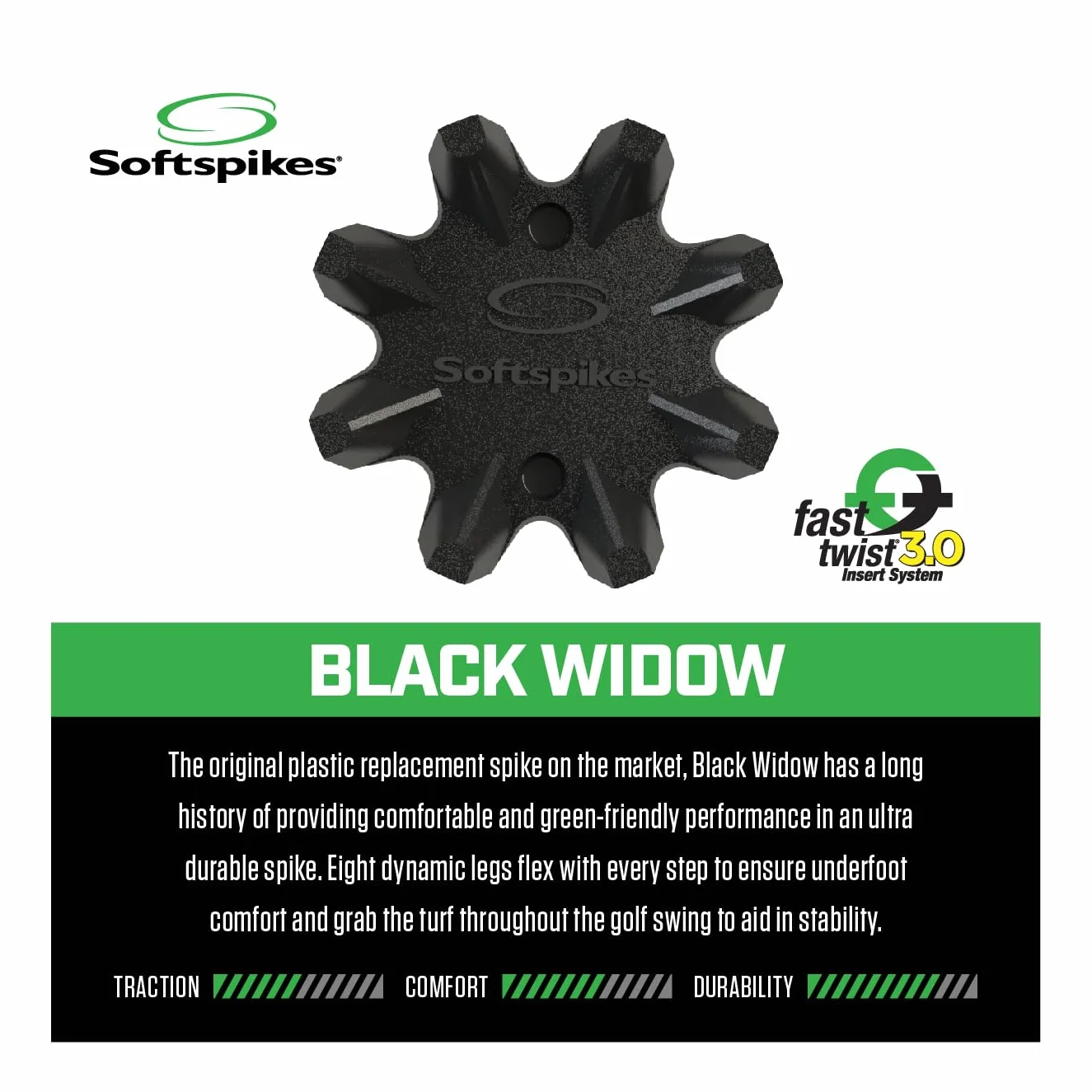 SoftSpikes Black Widow F/T 1 Set Golf Accessories Cleats and Spikes