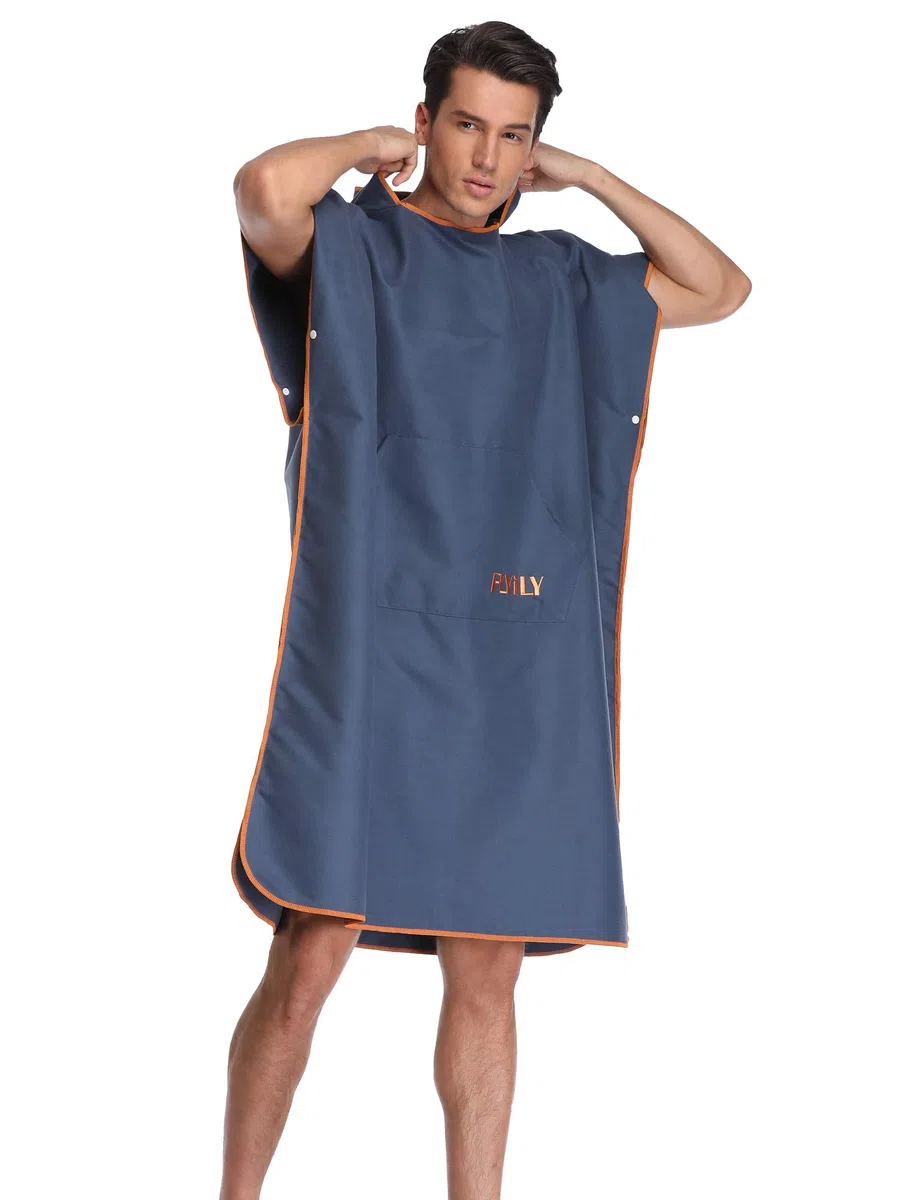 Serviette en Robe Poncho avec Capuche en Microfibre Changement Peignoir de Bain Serviette de Poncho de Surf avec Capuche