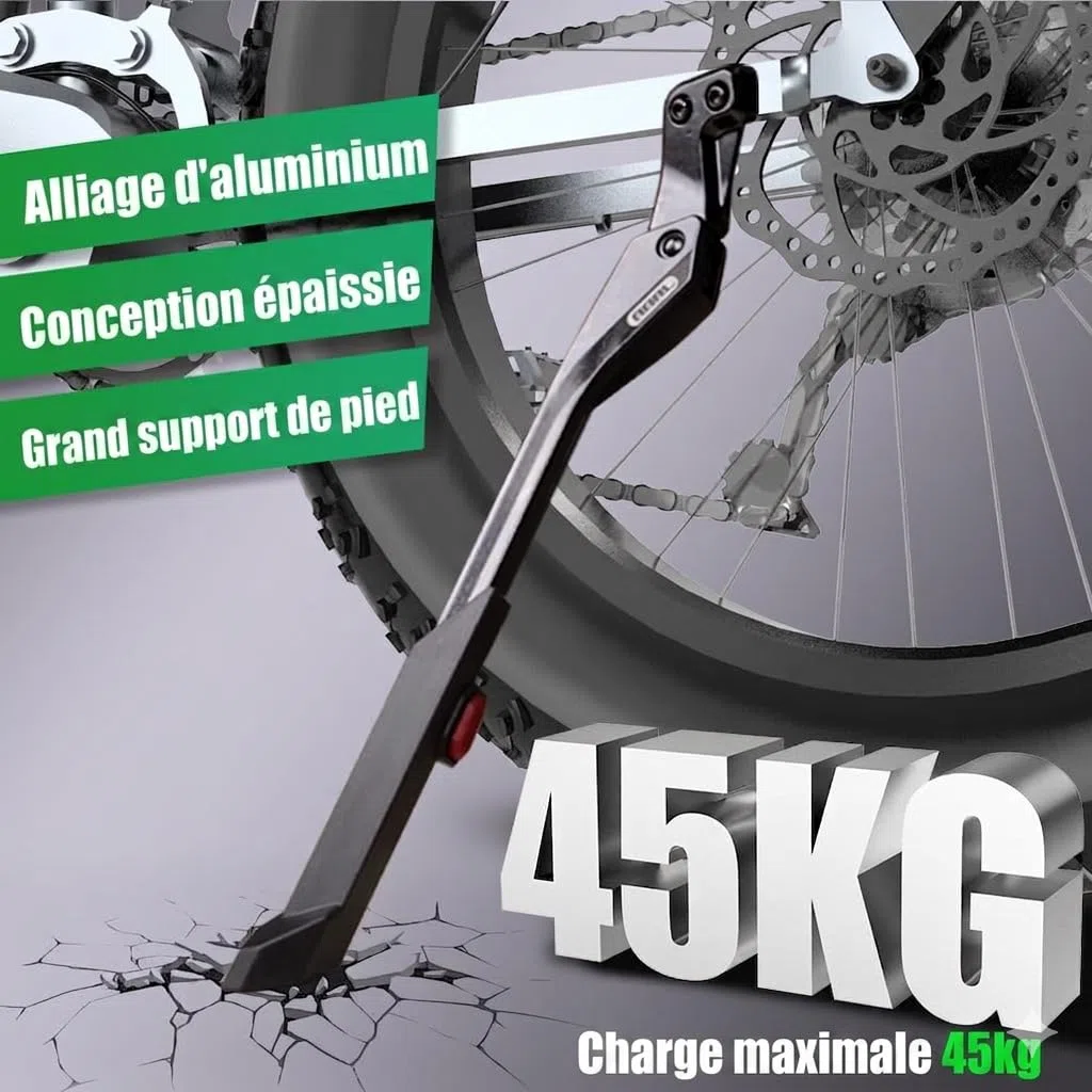 RBRL Béquille de vélo de 24 à 29 Pouces, Stable et antidérapante, réglable en Hauteur, en Alliage d'aluminium, pour VTT, vélo de Route, vélo électrique