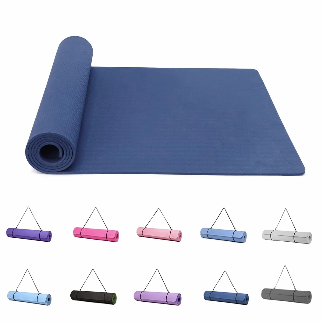 Good Nite Tapis de yoga de gymnastique et de pilates antidérapant pour femme 6 mm d'épaisseur avec sangle de transport TPE 183 x 61 x 0,6 cm