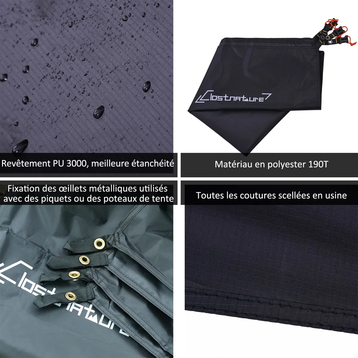 Clostnature Bâche de Tente – Tapis de Tente Imperméable, Tapis de Sol de Tente pour 1 à 6 Personnes, Économiseur de Sol de Tente Durable, Tapis de Tente Ultraléger pour Le Camping, la Plage