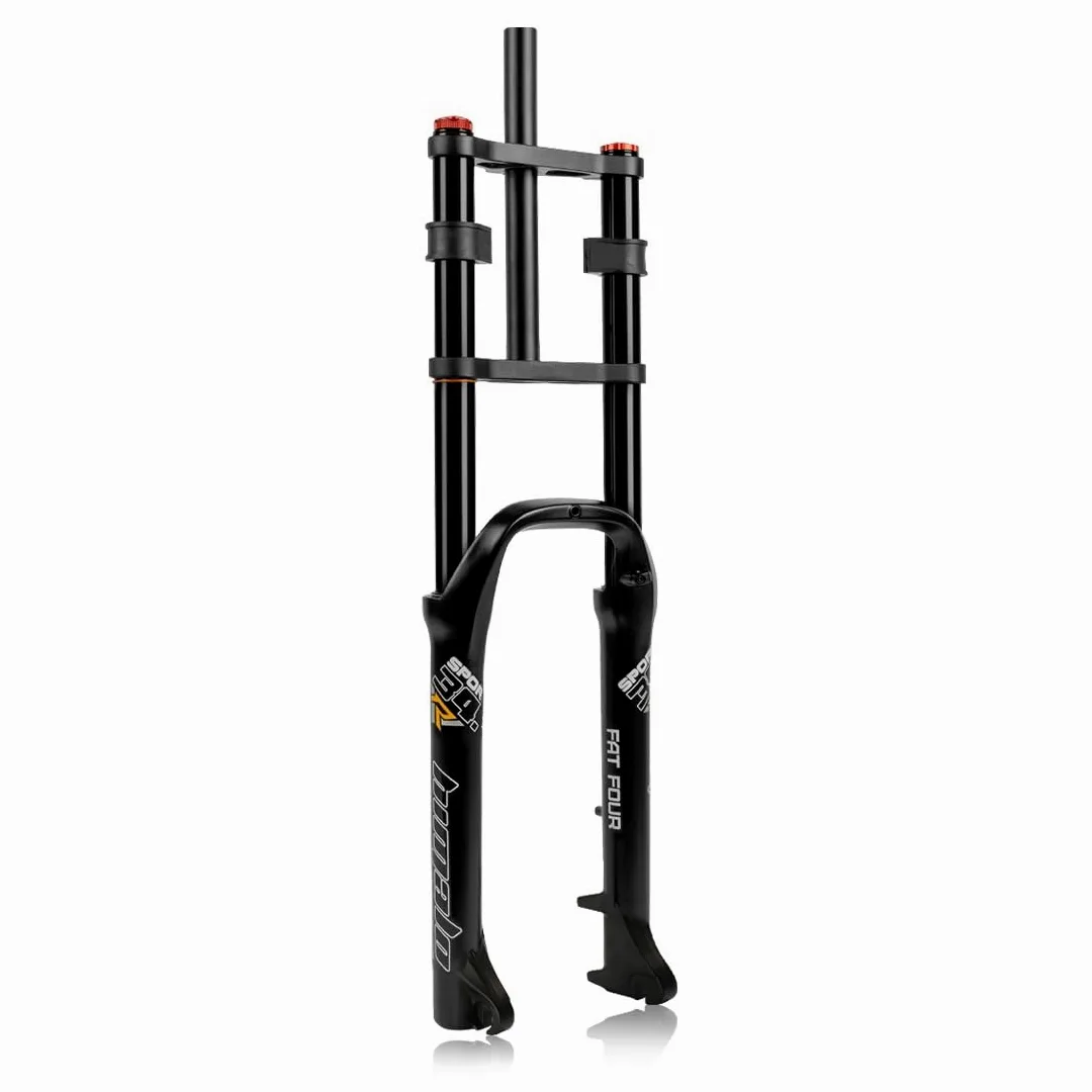26'' Vélo Fat Fork Descente VTT Fourche À Suspension Pneumatique Débattement 140mm Droite Double Épaule Fourche Rebond Réglable Frein À Disque ， pour Pneu 4.0 (Color : Black)