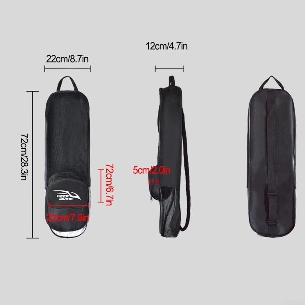Sac de plongée portable en maille, sac de plongée, palmes, équipement de plongée, avec bandoulière réglable et poche extérieure, pour la natation, la plongée avec tuba, équipement de plongée