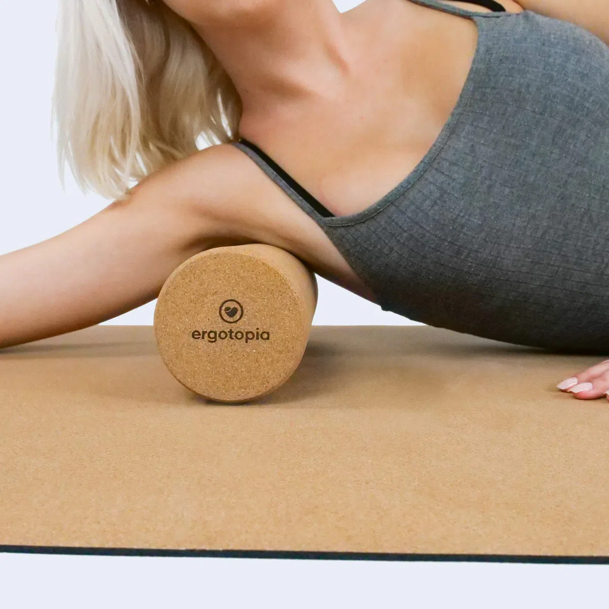 Ergotopia Rouleau de Massage - Rouleau Massage Sport en Liège Écologique Durable - Rouleau d'Automassage Musculaire du Dos - Kit Massage Fascia - Rouleau Fitness pour Stimuler les Muscles Profonds