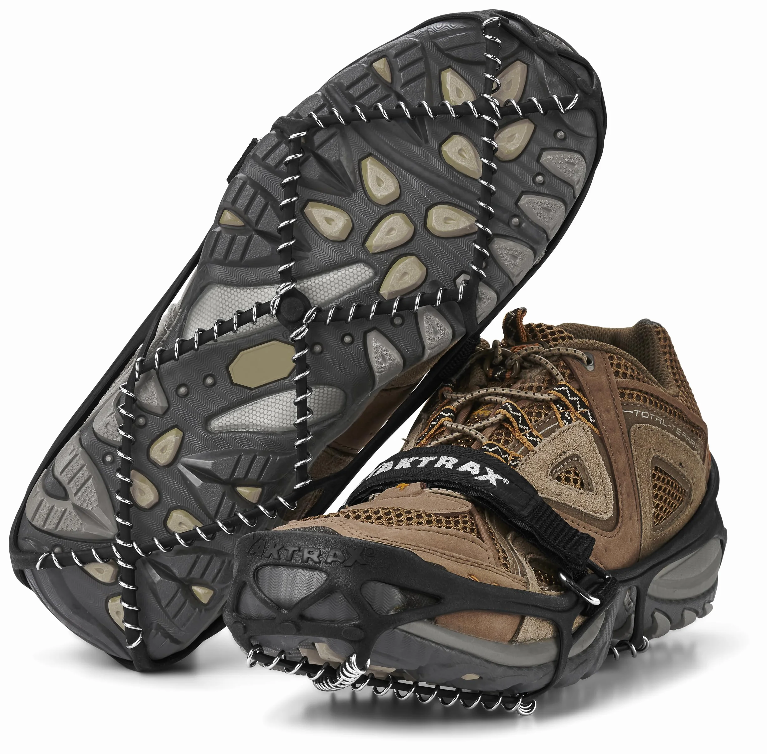 Crampons de randonnée YAKTRAX Pro Heavy Duty Traction, Courroie en Caoutchouc Durable et Spirales en Acier Inoxydable de 1,4 mm, assurant la Traction sur la Glace et la Neige, Noir