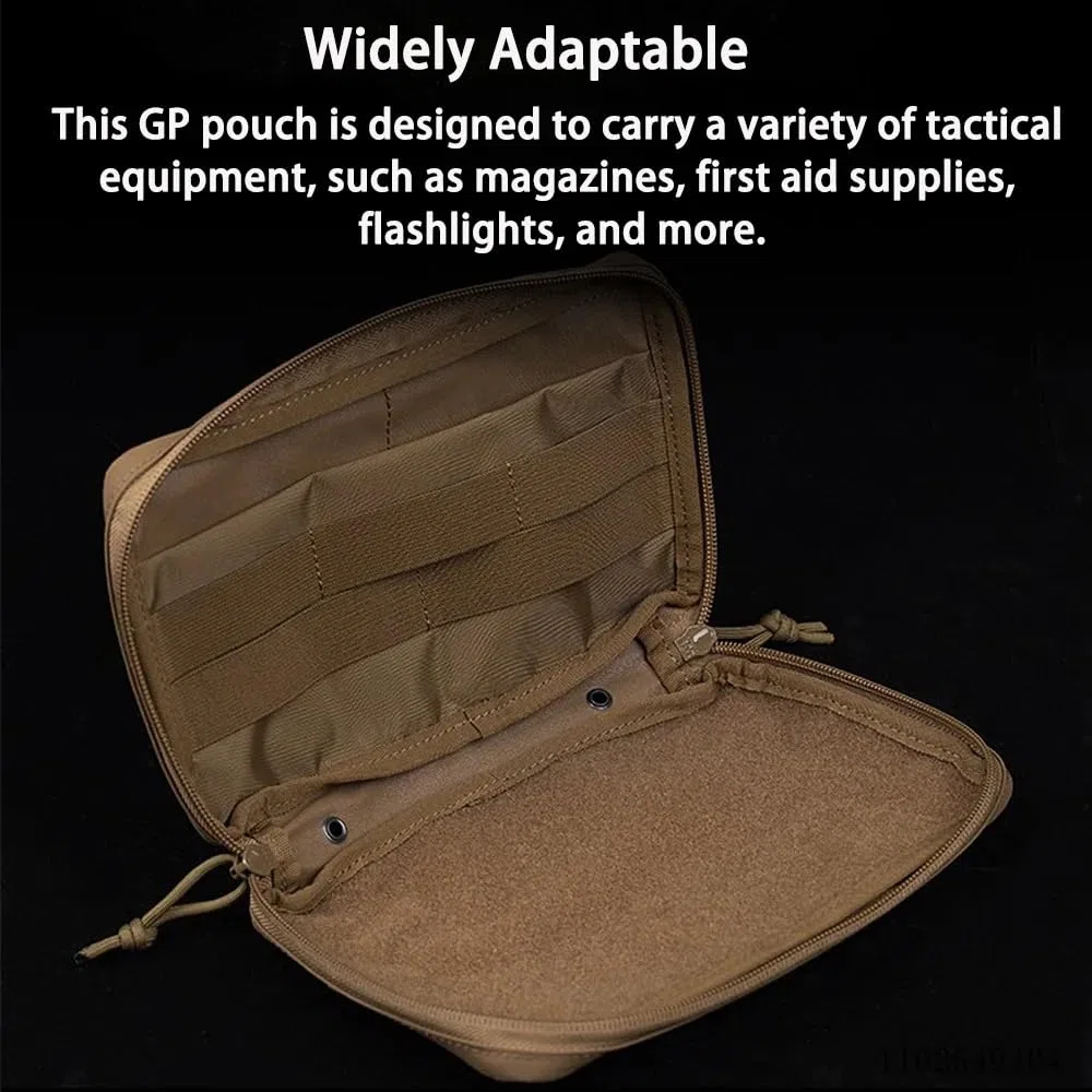 Peminkoo Pochette Tactique Horizontale Moyenne pour GP Arc Molle Sac Tactique de Transport de Plaque Gilet de Rangement Avant Poche à Outils IFAK