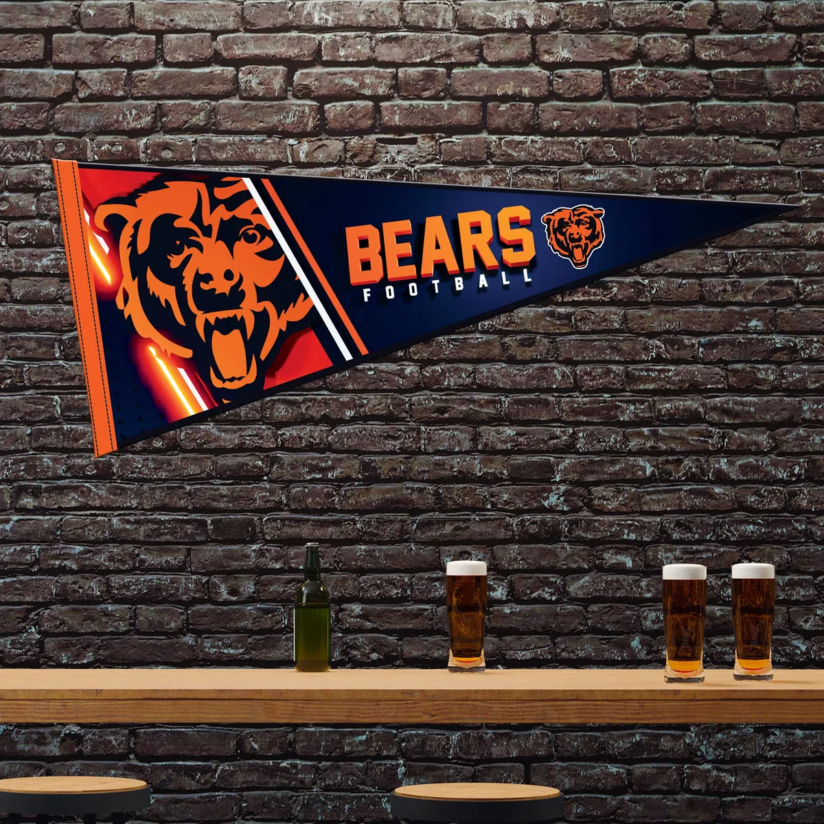 Rico Industries NFL Football Chicago Bears Primary 30,5 x 76,2 cm Décoration murale en feutre – Idéal pour la maison/la chambre à coucher/la décoration de grotte d'homme