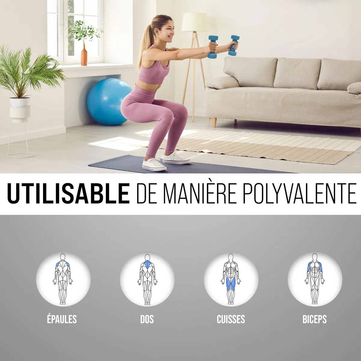 Apollo Set Haltères Musculation Courts | Poids Haltères Fitness, 2x1kg, 2x2kg, 2x3kg | Support d'Haltères Inclus Kit Musculation | Set Haltères Femmes & Hommes | Dumbbell | Haltères 1kg, 2kg, 3kg