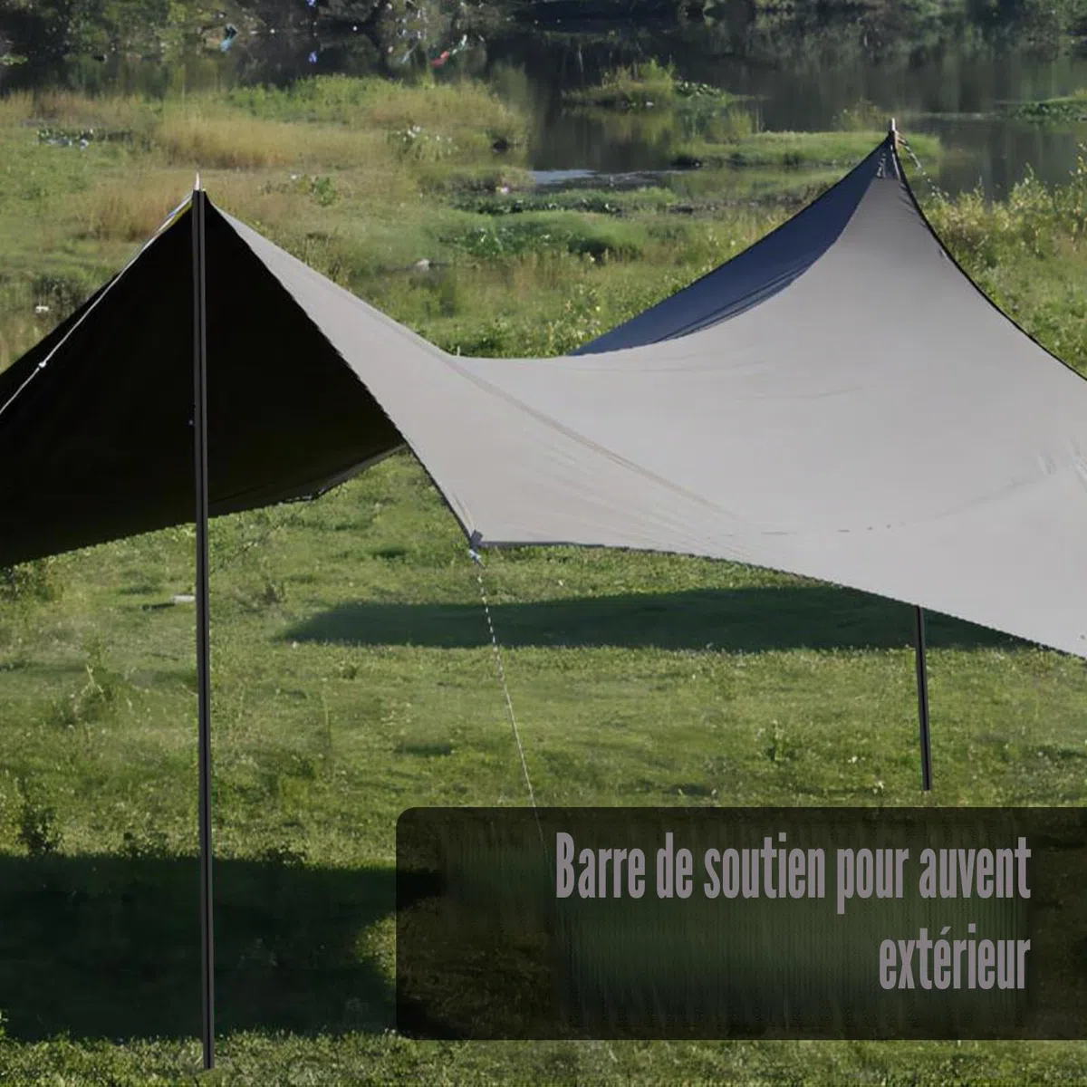 BORDEAG Lot de 2 barres de tente télescopiques - 2 m - Réglables - 19 mm - Noir - Pour tente, auvent, voile d'ombrage (43-200 cm)