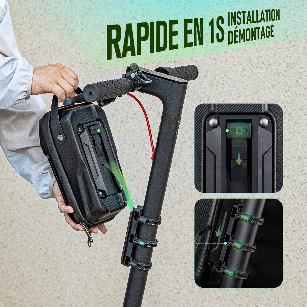 Jeebel Sac de Trottinette Électrique 3/4/5L Sacoche de Guidon Étanche Grande Capacité avec Système Fixation Rapide - Sac Avant pour E Scooter Xiaomi Mijia Sedway Ninebot (3 L)