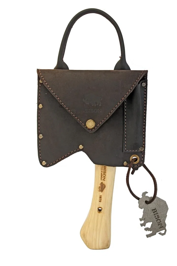 Bison 1879 Set de haches de Trekking - avec Un équipement utile (Briquet + Pierre à aiguiser Duo) pour Les déplacements