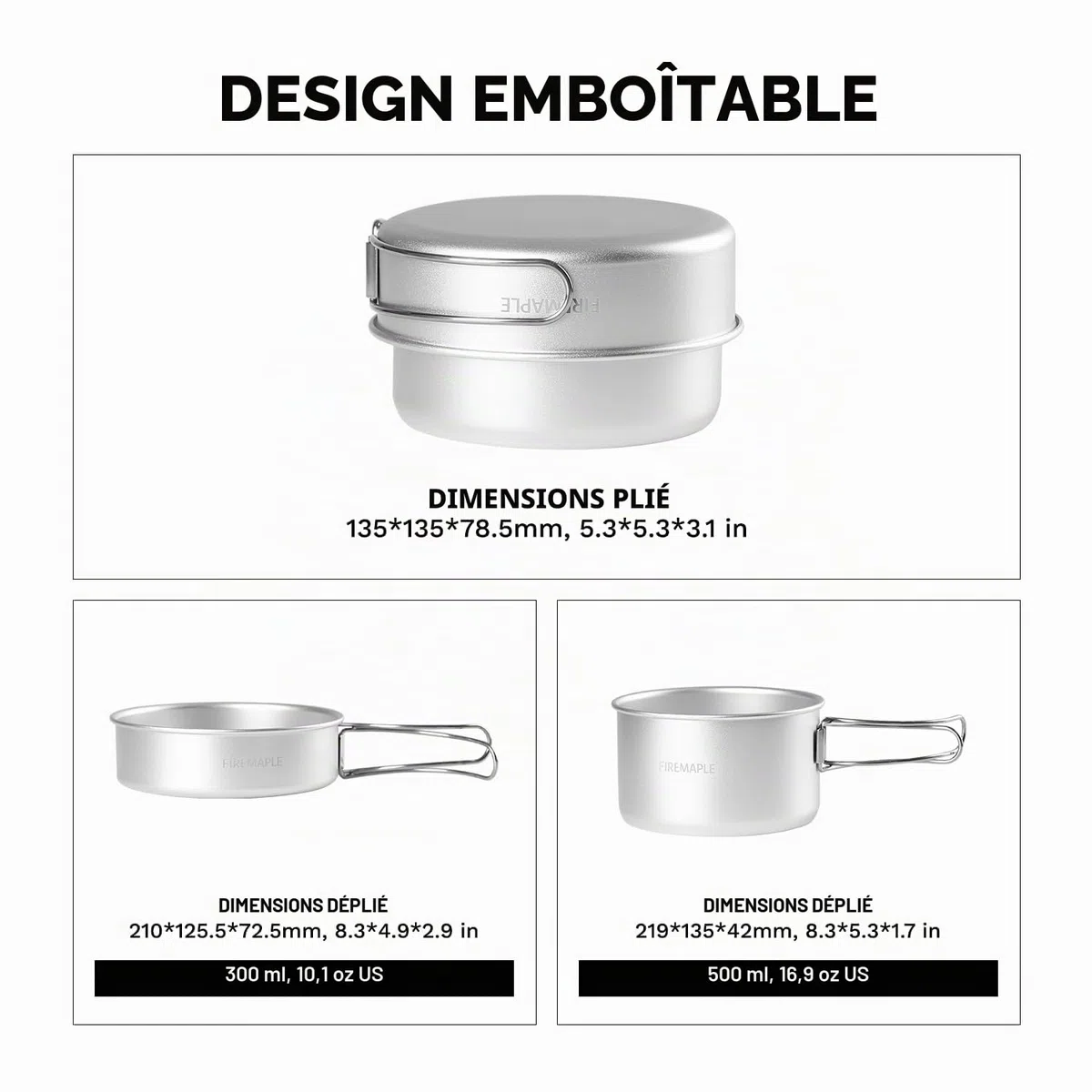Fire-Maple Frost Mini Set de Cuisine de Camping Ultraléger, Casserole et Poêle Compactes en Aluminium pour Randonnée et Trekking, Design Empilable Léger Compatible avec Cartouche de Gaz