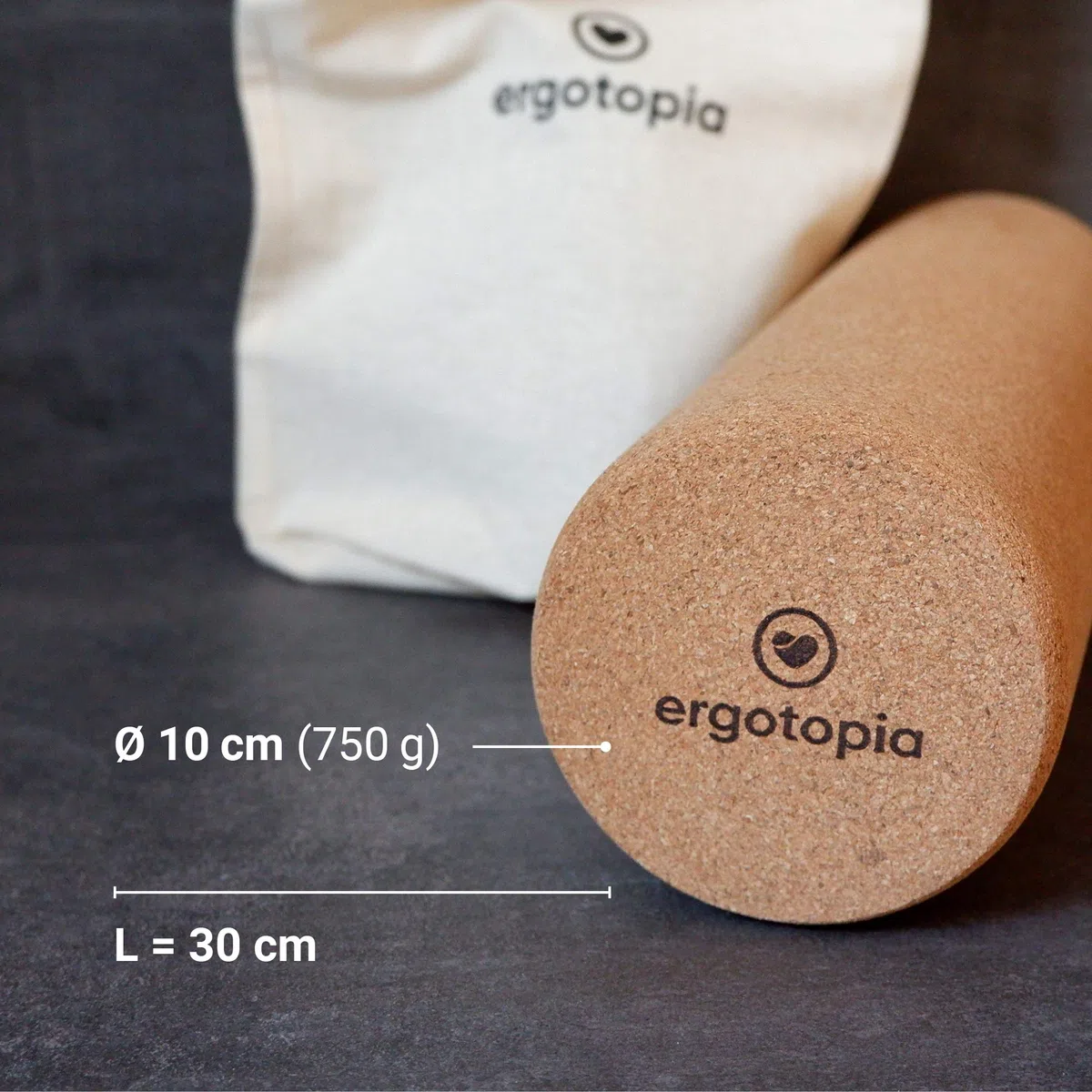 Ergotopia Rouleau de Massage - Rouleau Massage Sport en Liège Écologique Durable - Rouleau d'Automassage Musculaire du Dos - Kit Massage Fascia - Rouleau Fitness pour Stimuler les Muscles Profonds