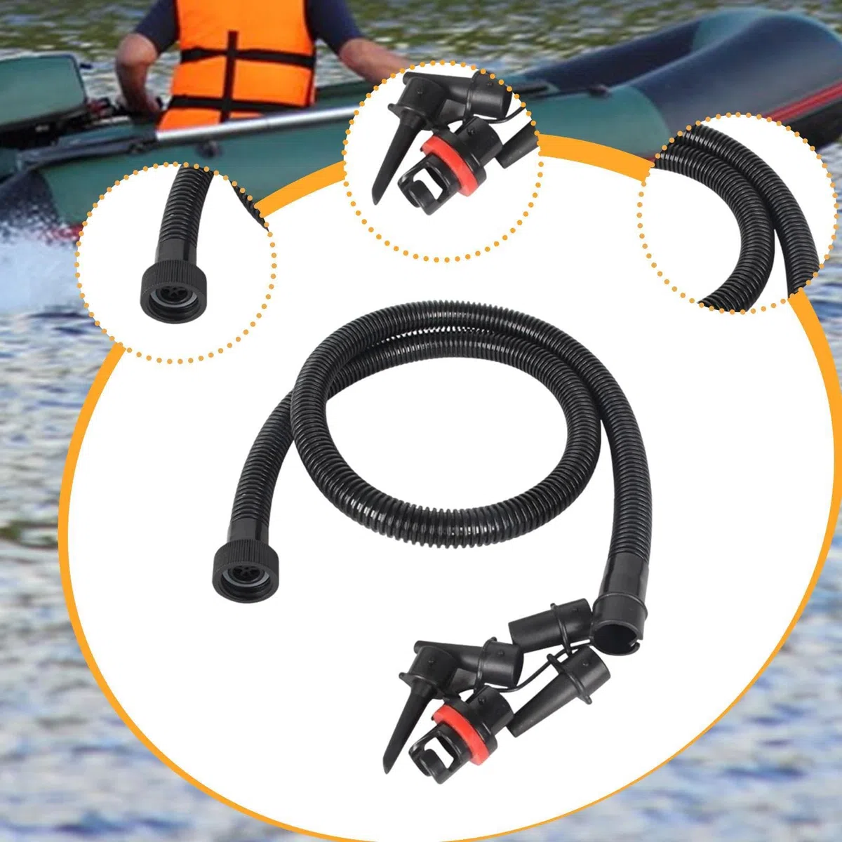 Perfeclan Tuyau de Pompe à air Gonflable, Connecteur d'Accessoires pour Dispositif de Gonflage, Tuyau en PVC de Pompe à Main de 1,2 m pour Bateau Piscine, Pneumatique, Bouées, Connexion Étanche