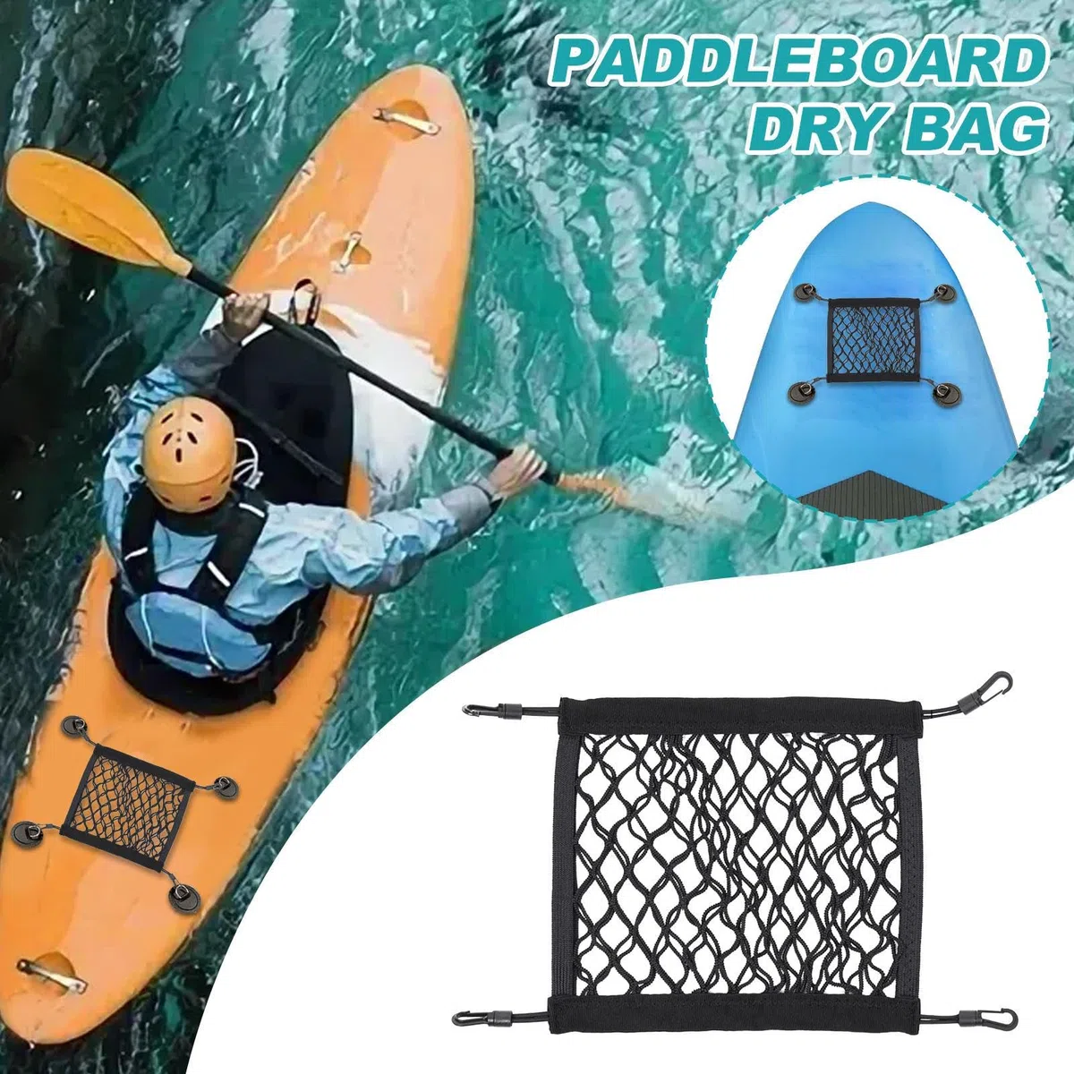 Générique Sac de Pont pour Paddle,Sac de Rangement Kayak | Porte-Accessoires Élastique Résistant en Filet pour Randonnée Pêche Rivière Camping Voyage