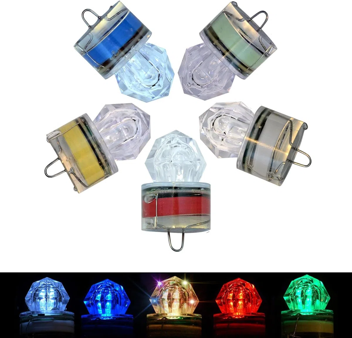 SUPVOX Lot De 10 Lumières Sous-Marines Led Étanches Pour Pêche De Nuit Lampe De Leurres Multicolore Pour Attirer Poissons Usage En Eau Profonde Jusqu’À 3280 Pieds