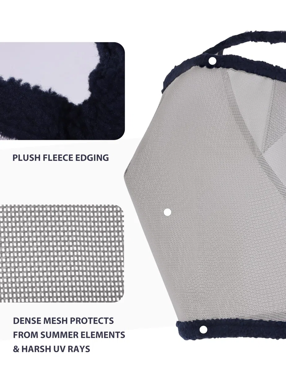 Harrison Howard Masque Anti-Mouches en Maille pour Cheval Protection UV avec Bordure rembourrée en Polaire Gris Taille L