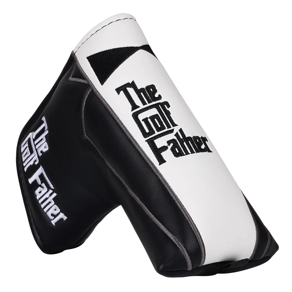 Couvre-clubs de golf en bois pour conducteur/parcours/hybride/1FH/putter/fers à repasser Fermeture élastique Noir et blanc Cuir PU Cadeau