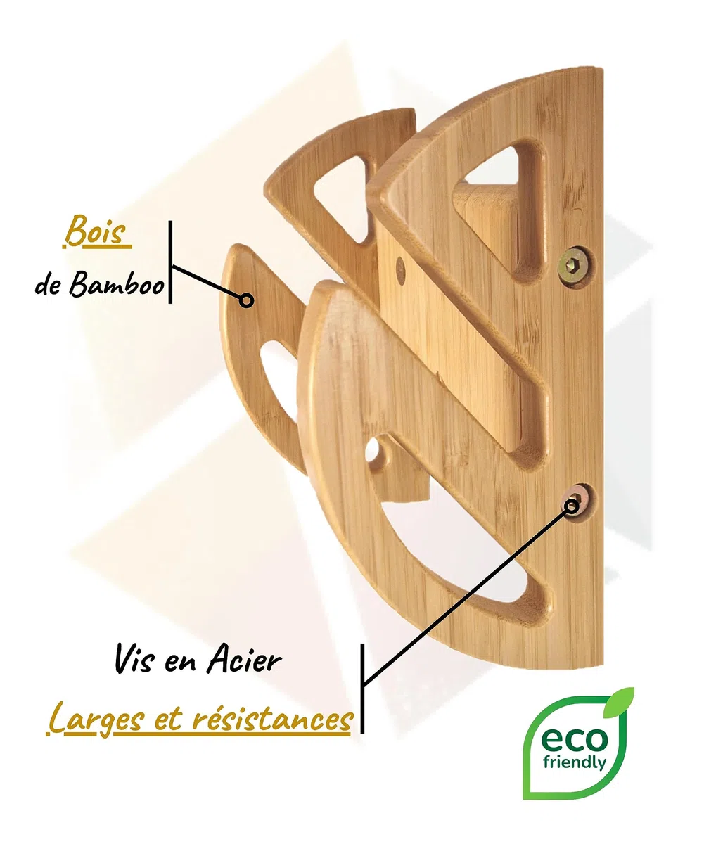 Support Skate mural en Bois de Bambou - Design moderne et robuste - Porte Skate Mural - Support mural Longboard - Conçu en Europe