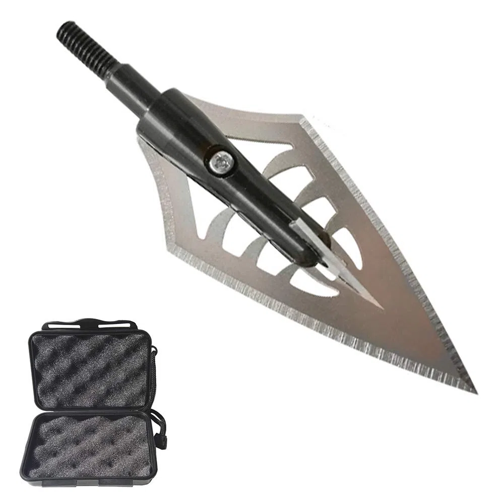 6pcs Tir à l'arc Têtes de Flèche 160 Grain Pointes de Flèche 2 Lames 144 Grain Points de Chasse Broadheads pour Arbalète et Flèches de Carbone