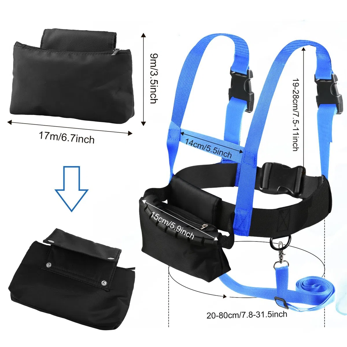 Harnais de Ski et de Snowboard pour Enfants PEUTIER, Bleu, Nylon, Enseignement du Contrôle de la Vitesse, Accessoires de Ski pour Enfant Garçon Fille Débutants
