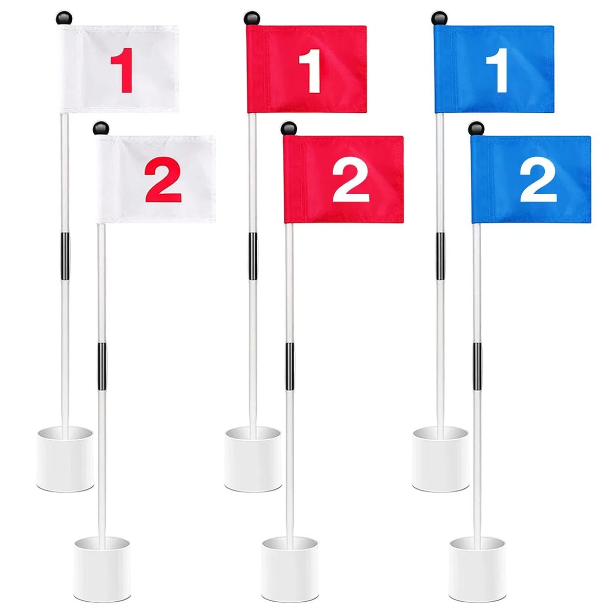 Ensemble de bâtons de Drapeau de Golf – Ensemble de bâtons de Drapeau de Parcours, Ensemble de Porte-Drapeaux de Golf pour l'entraînement | Mât de Drapeau Vert, mât de Drapeau de Terrain de Golf,