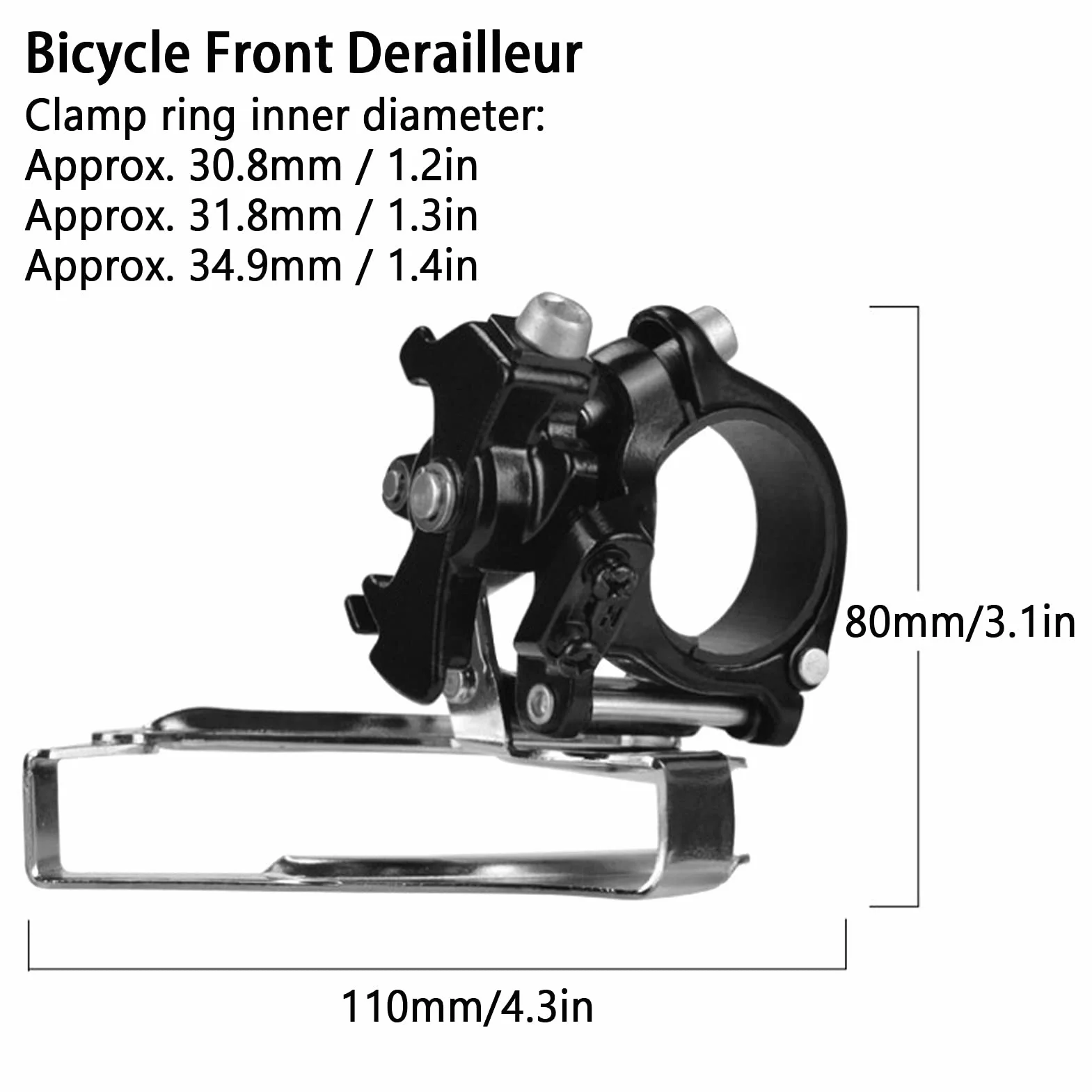 Alomejor Dérailleur Avant Dérailleur Avant VTT en Acier à Haute Teneur en Carbone pour Plateaux à Trois Dents de 42-34-24T et 42-32-22T