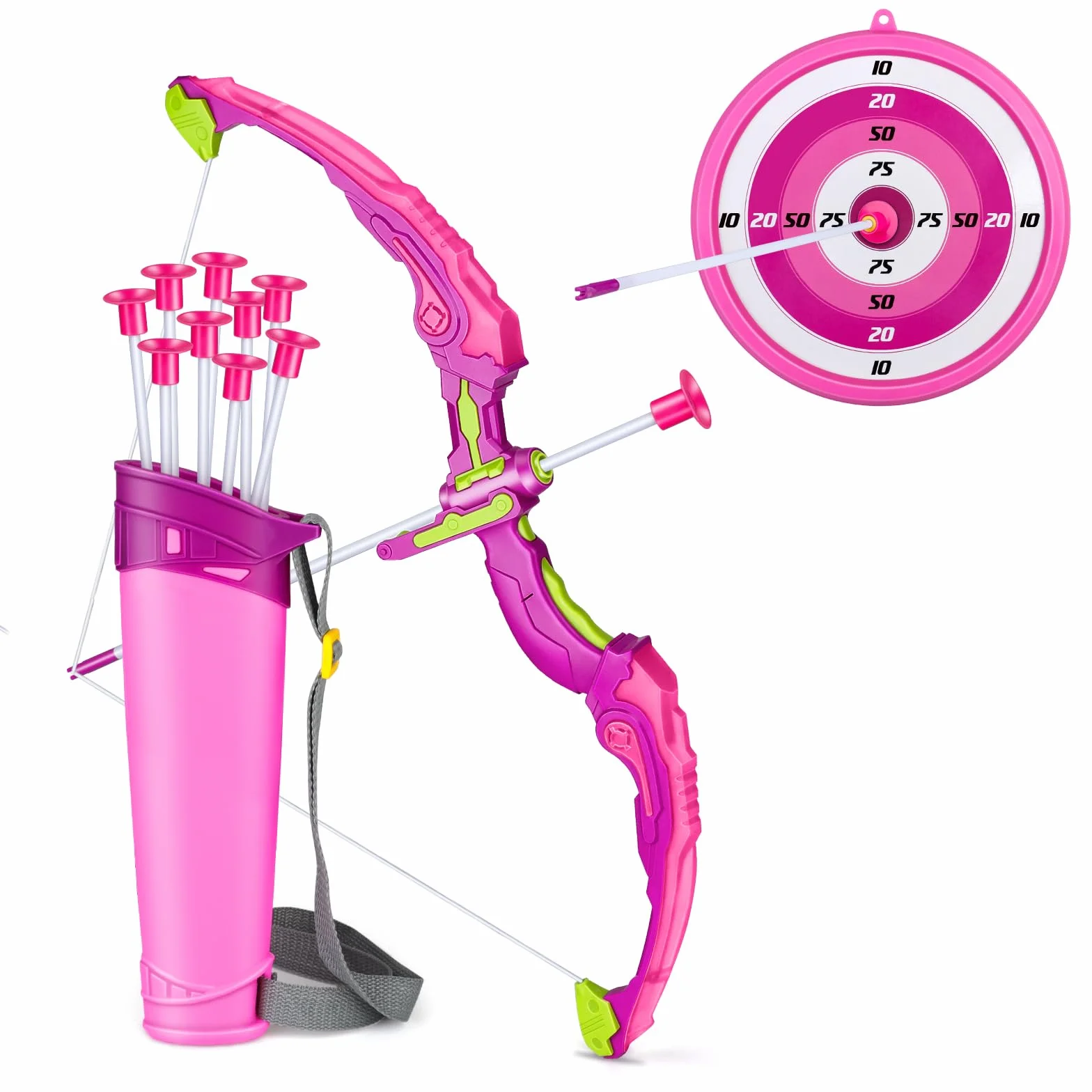 Own1one Ensemble Arc et Flèche pour Enfants avec Lumières LED, Jouet de Tir à l'arc avec à Ventouse, Jeux Exterieur Enfant 3 4 5 6 Ans