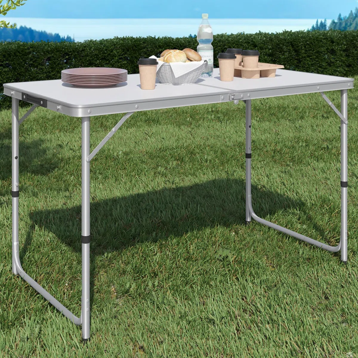 IDMarket - Table de Camping Pliante d'appoint 120 cm réglable en Hauteur