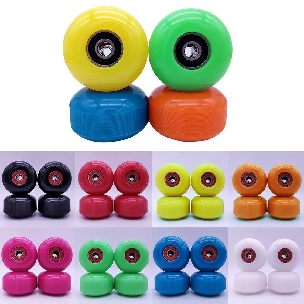 Lot de 4 roues de longboard 95A 52 x 32 mm en polyuréthane souple avec roulements ABEC-9 pour cruising de rue et skateboard en plein air (blanc)