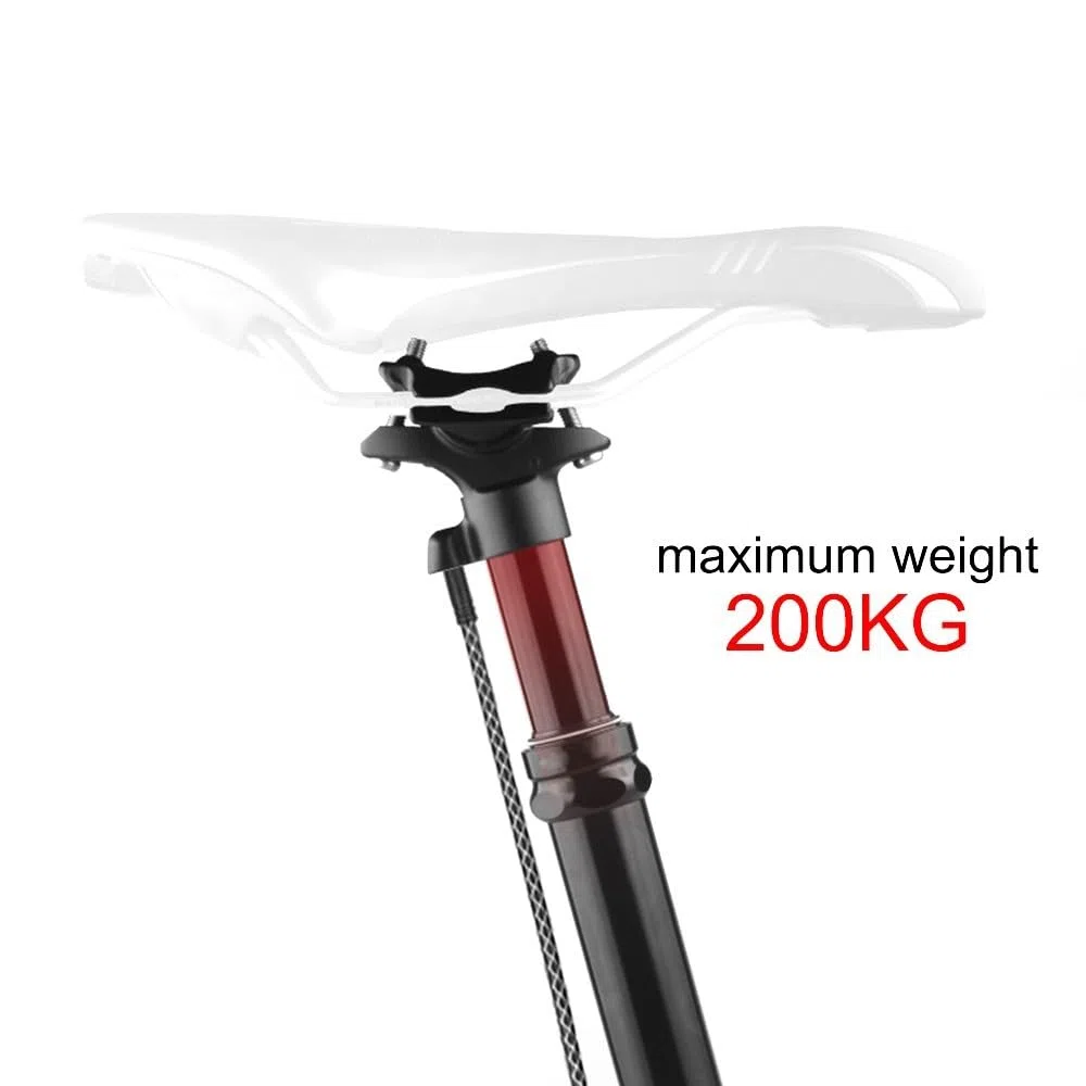 DONGKER Tige de Selle de Vélo, Tige de Selle Compte-Gouttes à Distance Réglable en Hauteur pour VTT, AL7075, Noir