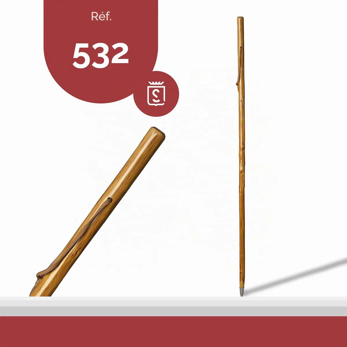 Bâton de Randonnée en Bois de Châtaignier 1,1 m Taille M (532S) pour la Montagne et le Pèlerinage