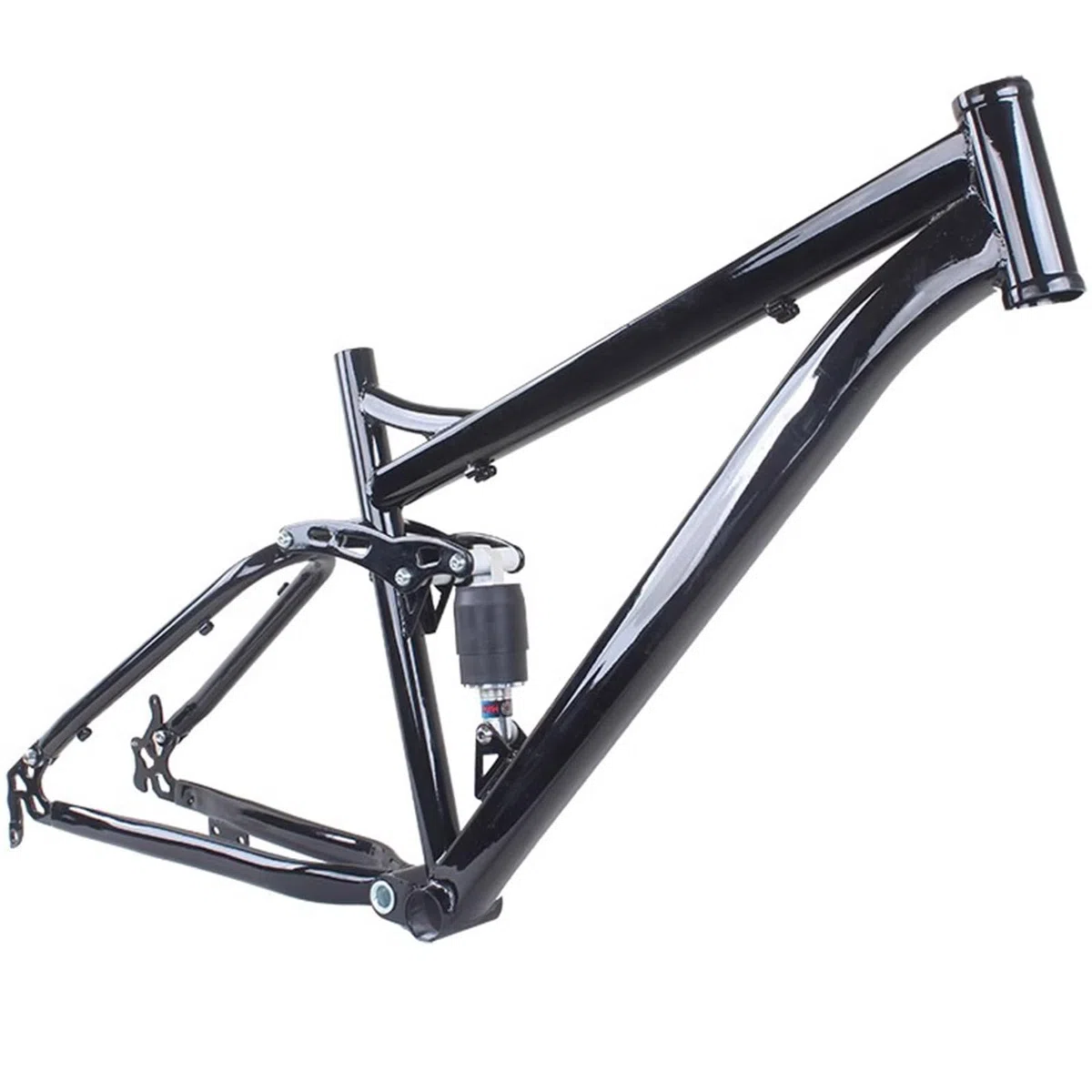 Cadre de VTT Suspendu 26 Pouces 17 Pouces, Freins à Disque, Suspension, Accessoires modifiés, Noir Brillant avec arrière
