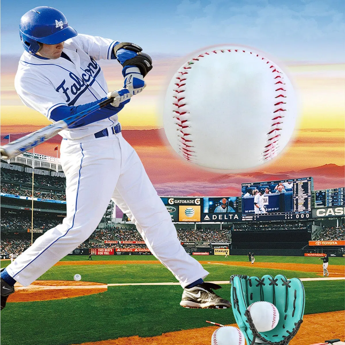 Lot de 2 balles de baseball standard de 22,9 cm, une balle de base souple et une balle dure d'entraînement en cuir caoutchouc pour sports de plein air, école, entraînement pour jeunes et adultes