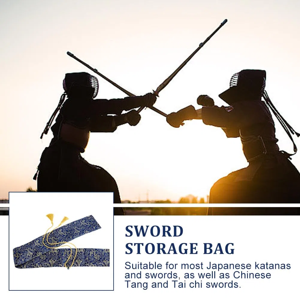 3 Sac à Épée de 51 Pouces (1.3 m) de Long Housse de Transport Sac Katana en Soie Synthétique Sac de Rangement pour Épée Étui en Tissu de Soie pour Le Rangement de L'Épée