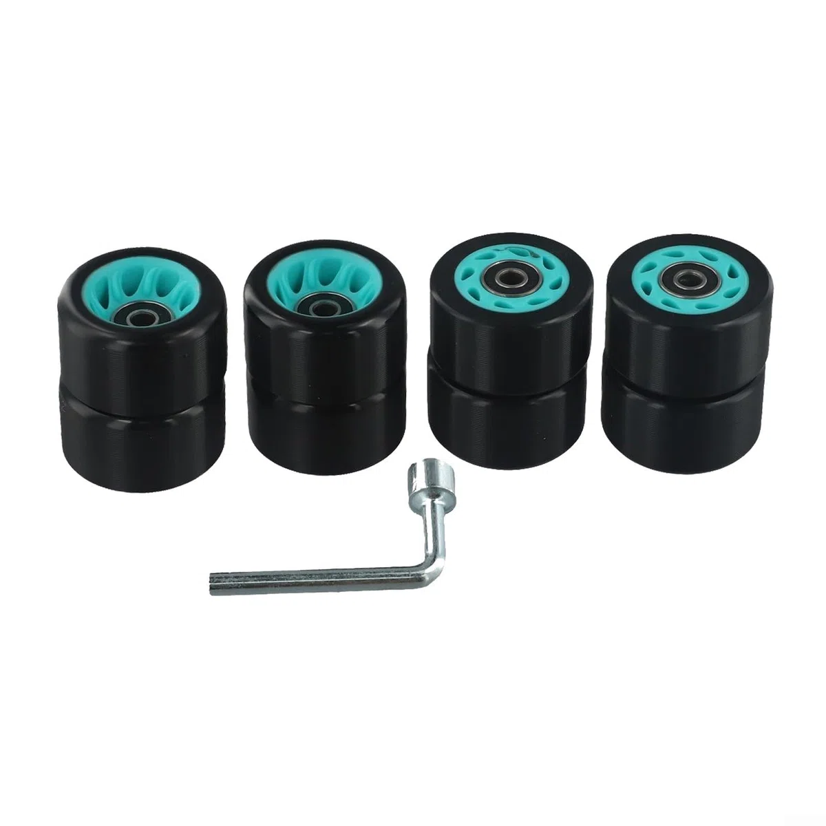 Lot de 8 roues de patins à roulettes 58 x 32 mm et 58 x 39 mm avec roulements en acier à haute teneur en carbone pour rollers à double rangée et quad, matériau PU