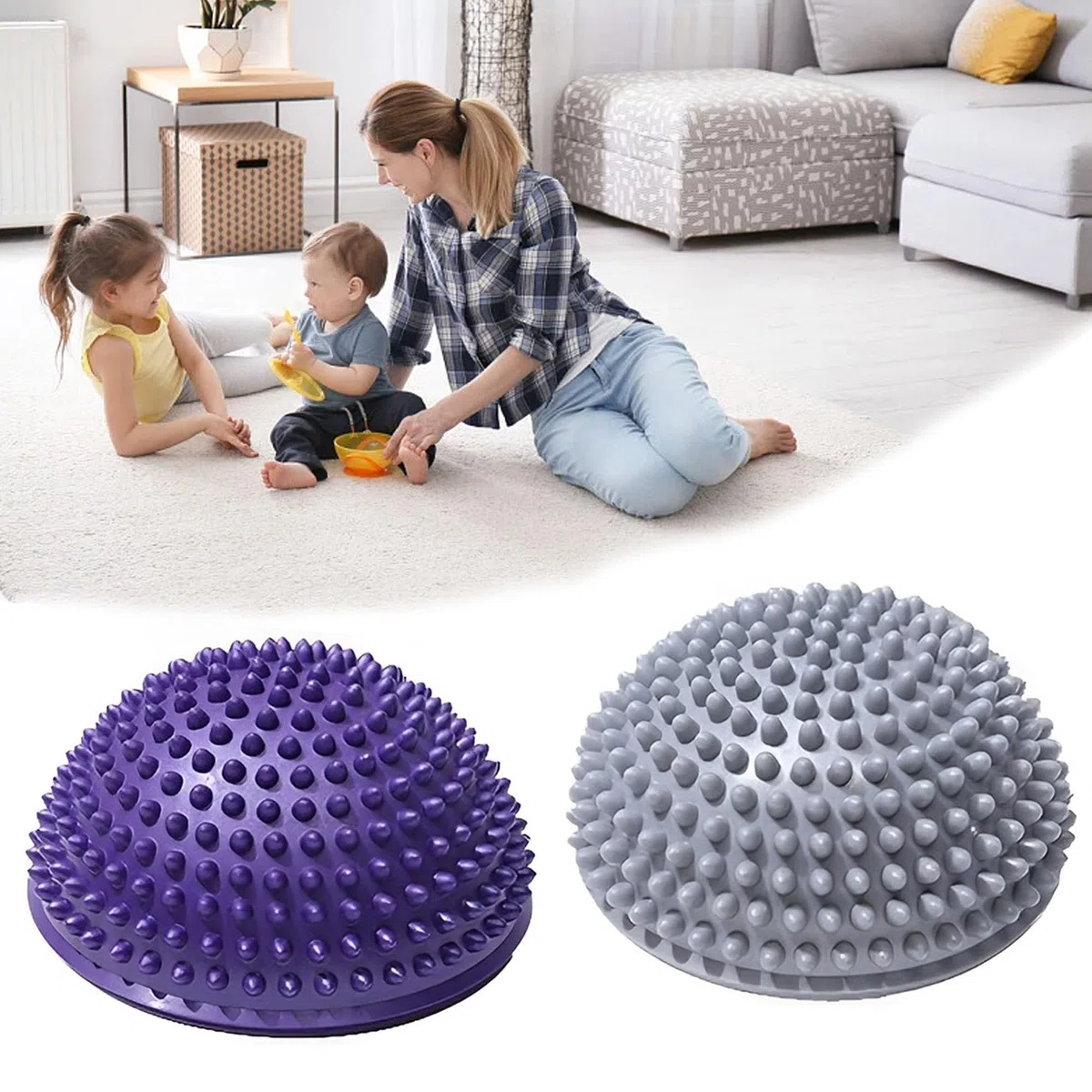 Boule H'équilibre Hérisson, Demi Balles de Yoga Pied de Massage, Balance Disque Gonflable d'équilibre de Yoga Hérisson, Coussin de Balance pour Entraînement Sport Fitness Exercice