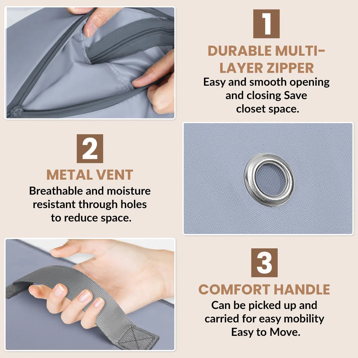 Lot de 3 Organisateur D'auto-Compression Ultra Peu Encombrant, Sac de Compression Empilable, Grande Capacité À 3 Couches, pour Couettes et Vêtements, Sac de Compression Voyage 3 Couleurs