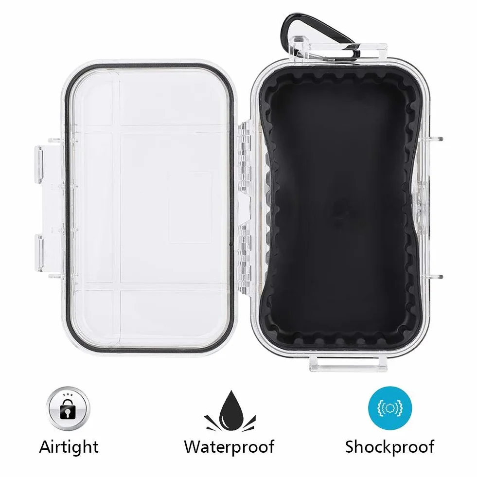 Boite Etanche Survie,Waterproof Box,Étanche Boîte Sèche Hermétique Eérieur Antichoc Étui De Rangement Polyvalent Carry Box Conteneur Intérieur Caoutchouc Pad Amovible(Transparent)