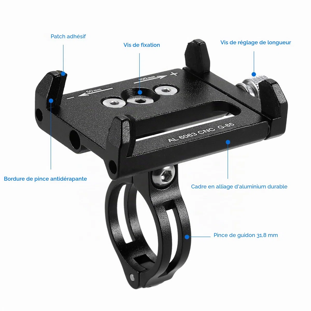 Lixada Universal Support de Téléphone de Réglable Vélo de Support GPS Bracket Cradle Clamp pour Vélo de Montagne (Noir)