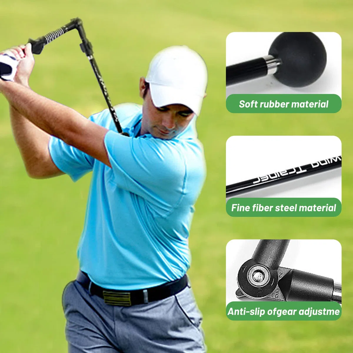 Pliable Golf Swing Trainer, Appareil l'entraînement de Télescopique Golf Swing Posture Correcteur, Golf Swing Stick Training Aid pour Aide d'exercice de Force pour Golf